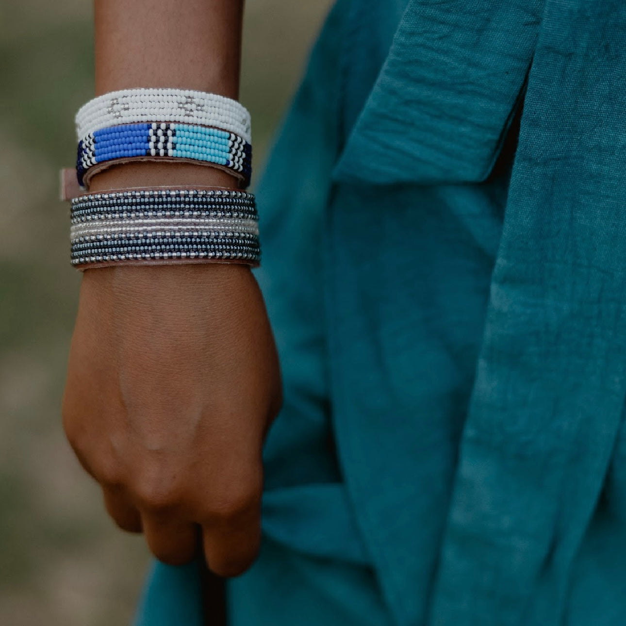 Small Beaded Leather Cuff