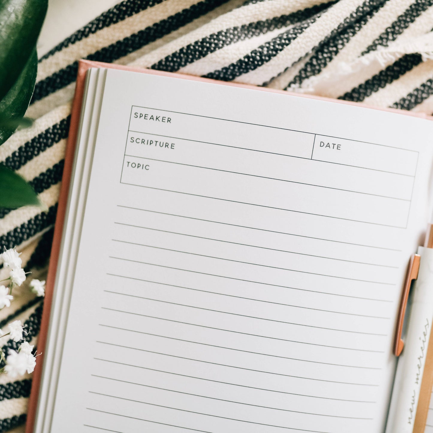 Pink Linen Sermon Notes Journal