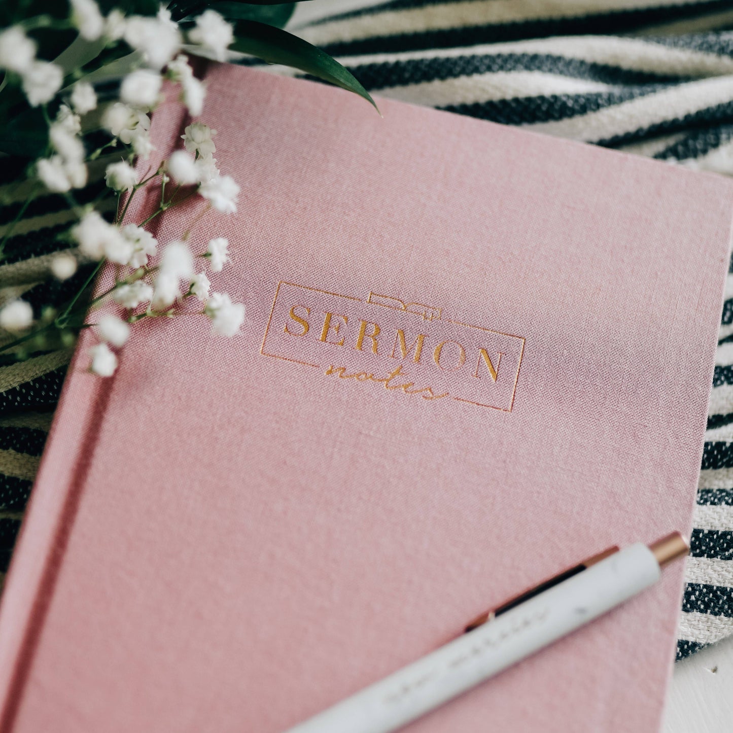 Pink Linen Sermon Notes Journal