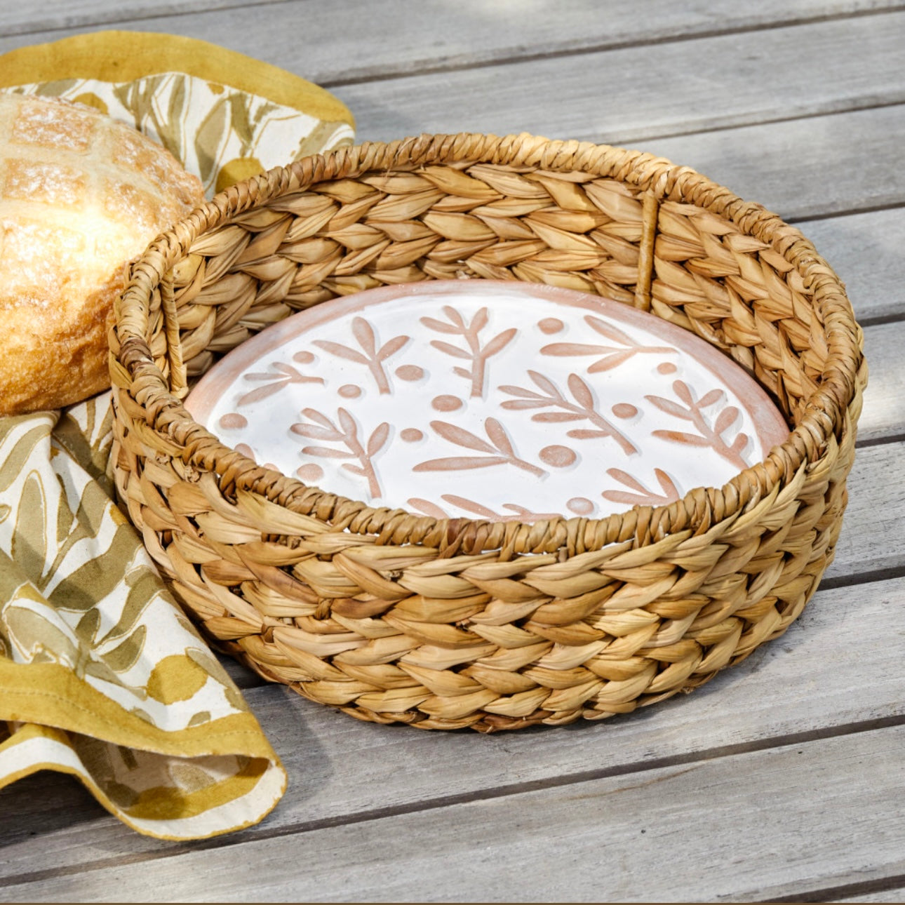 Terra Cotta Bread Warmer and Basket
