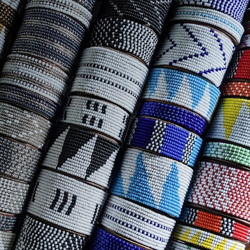 Large Beaded Leather Cuff