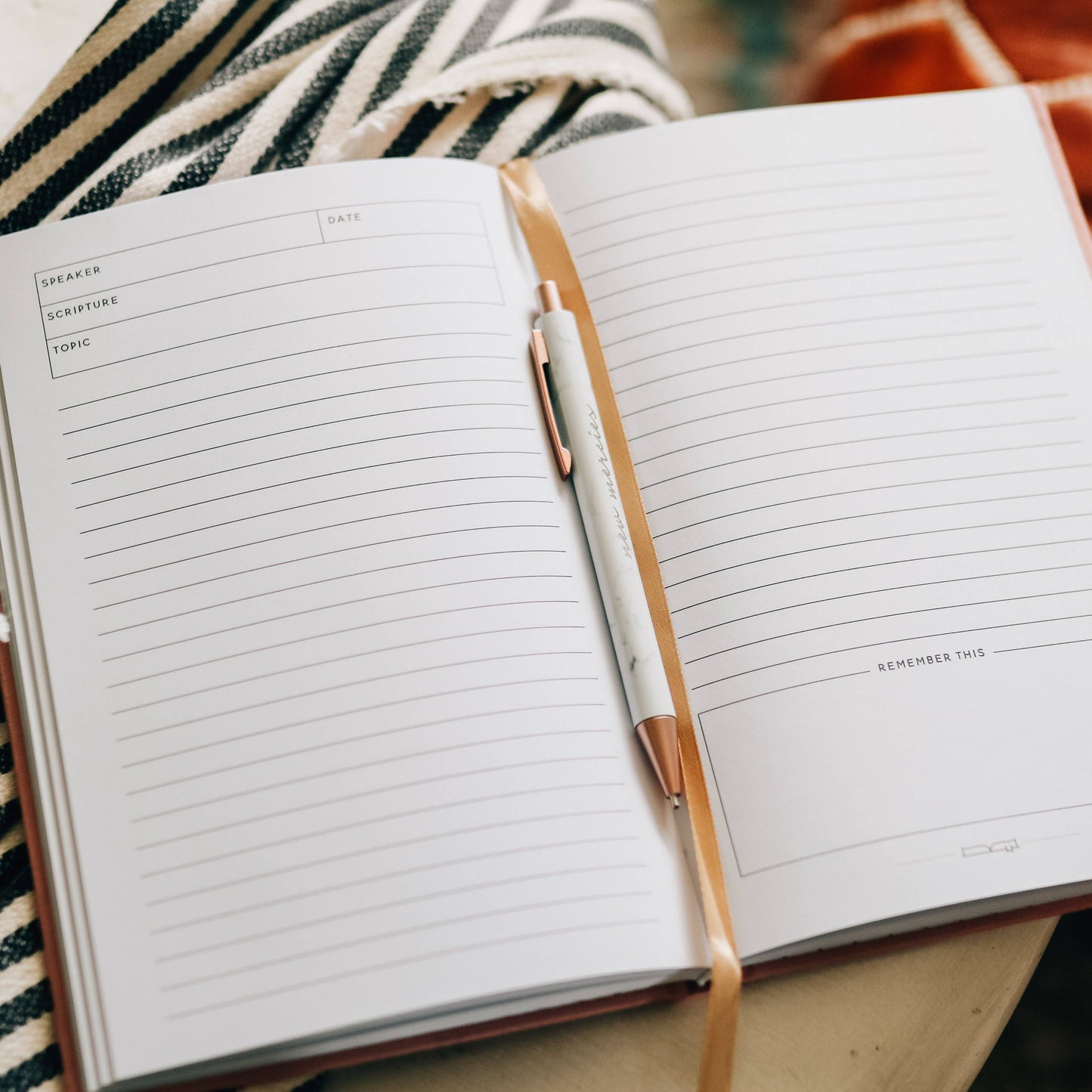 Pink Linen Sermon Notes Journal