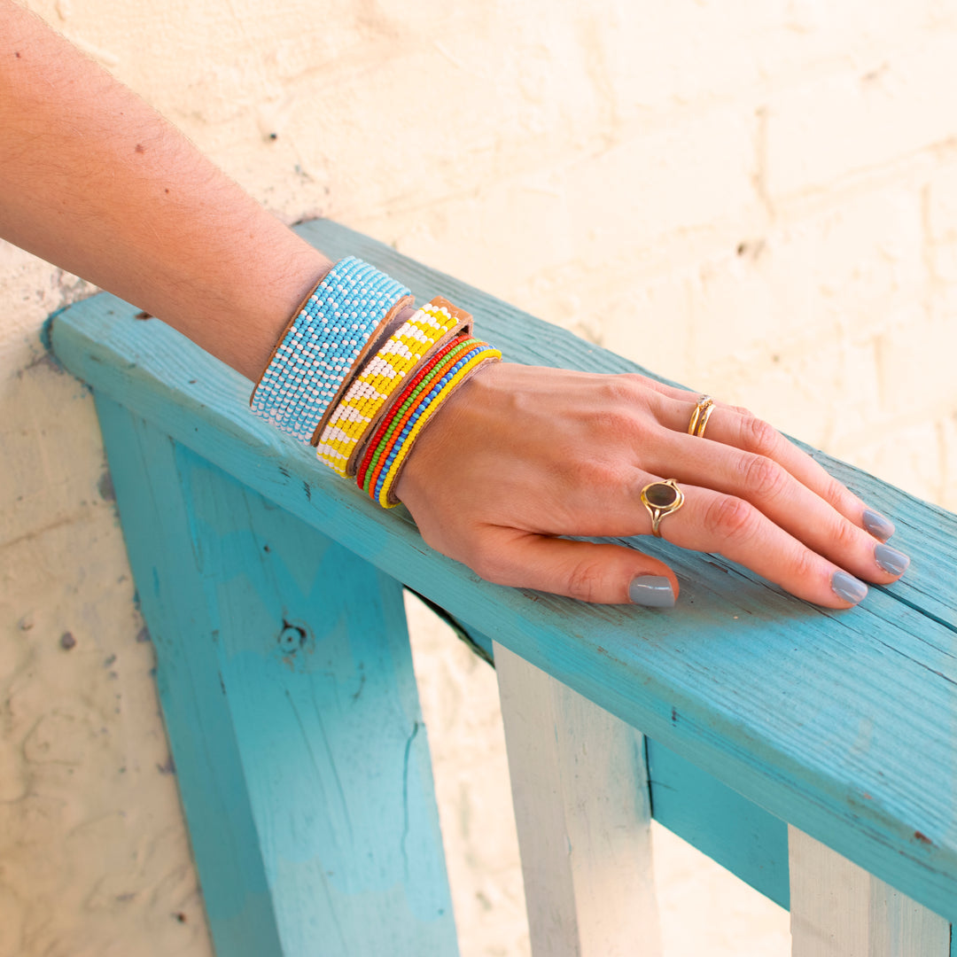 Large Beaded Leather Cuff
