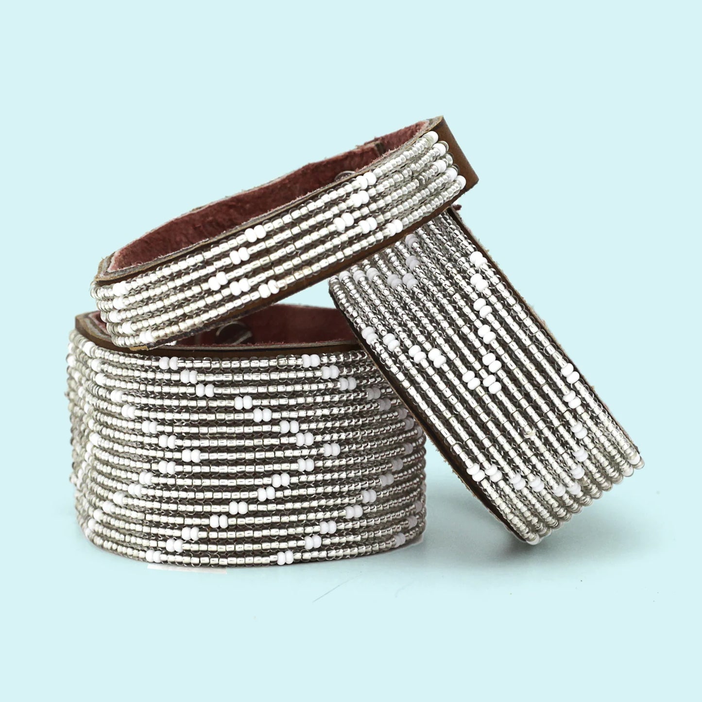 Medium Beaded Leather Cuff