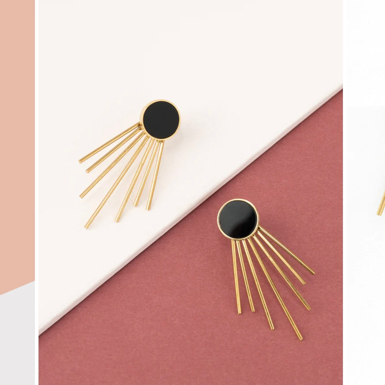 Caroline Stud & Fringe Earrings - Midnight