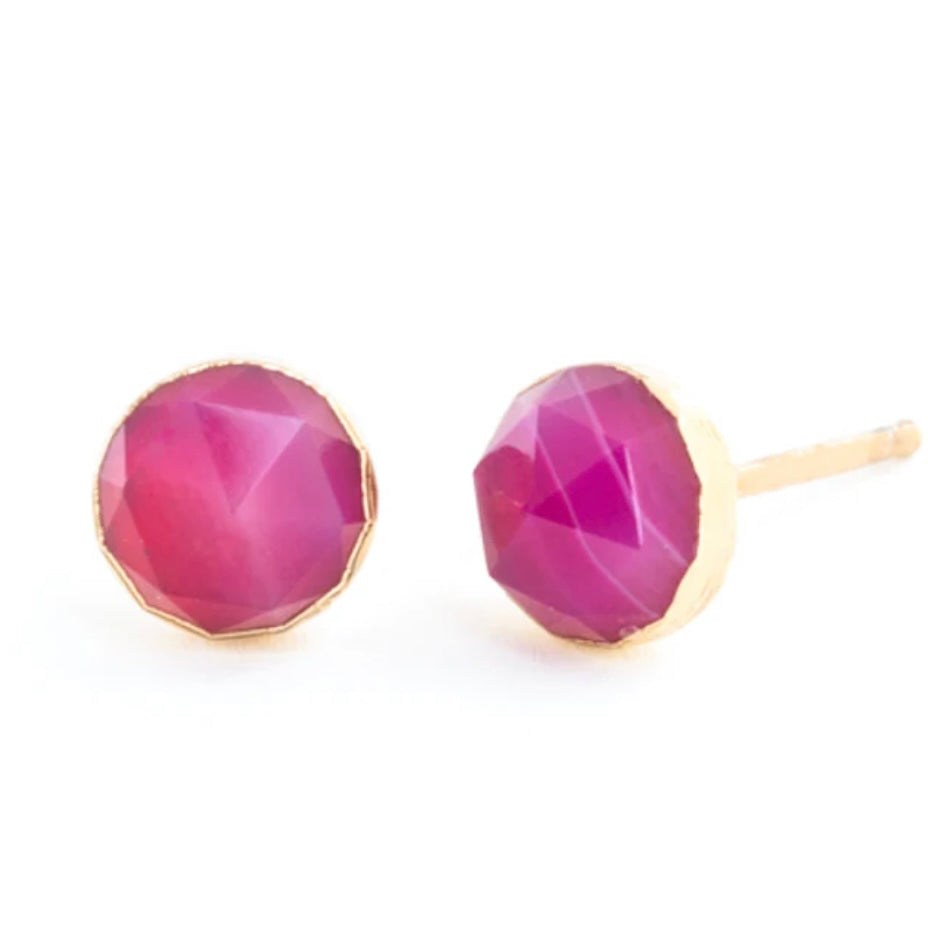 Fuscia Prism Studs