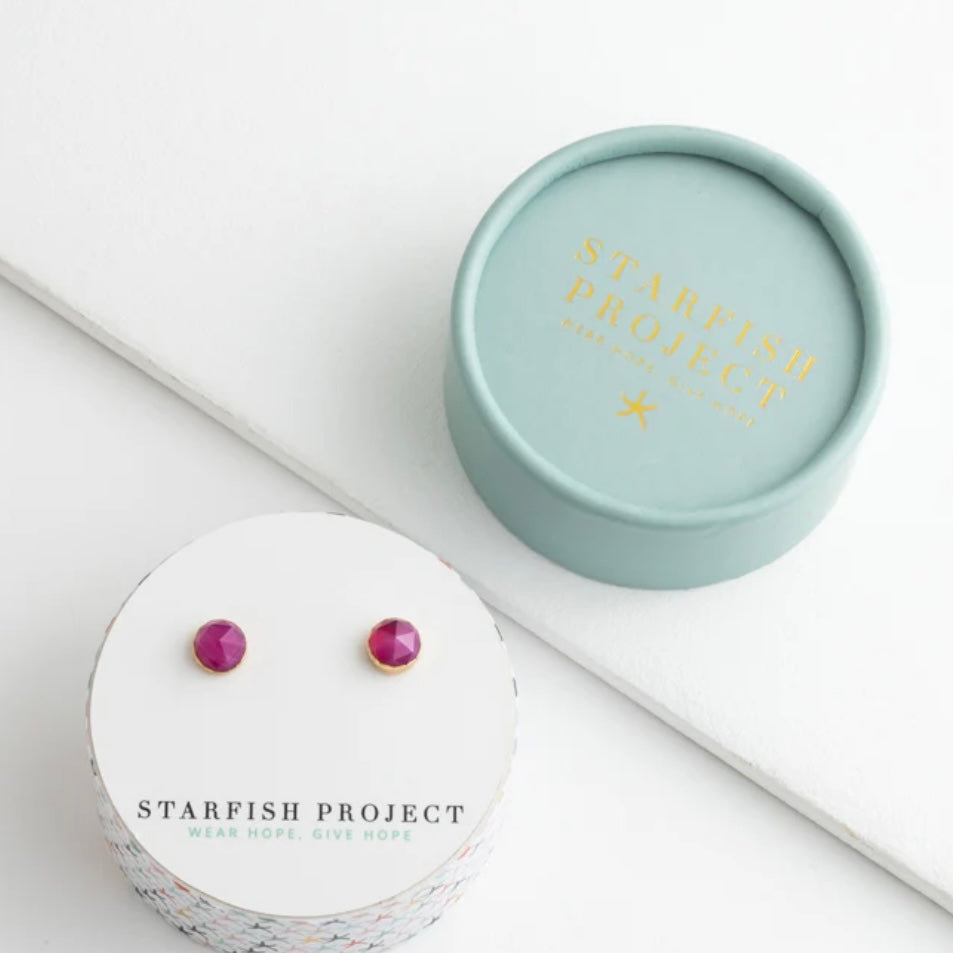 Fuscia Prism Studs