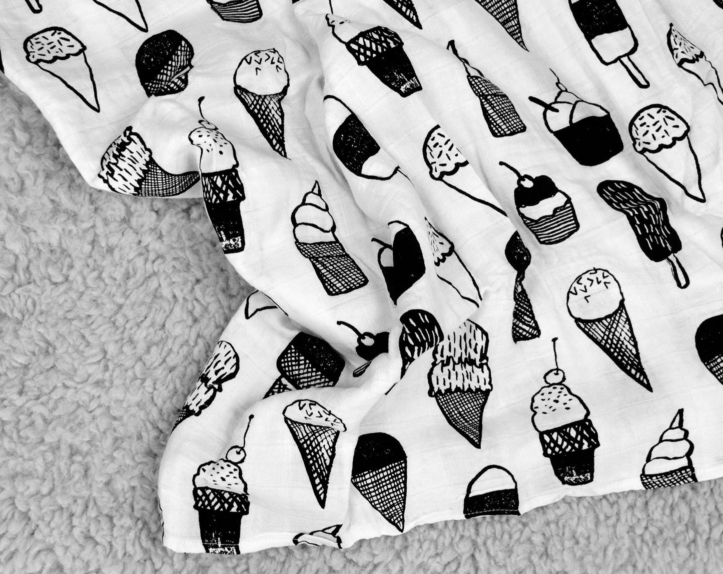Organic Swaddle Blanket - Mini Ice Cream Love