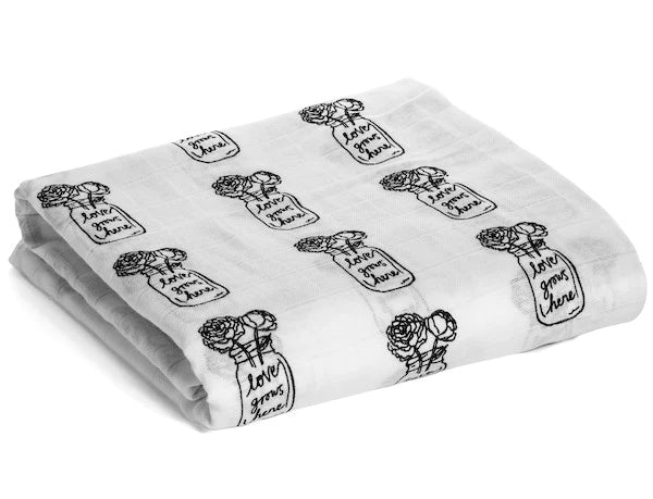 Organic Swaddle Blanket - Peonies (Love Grows)