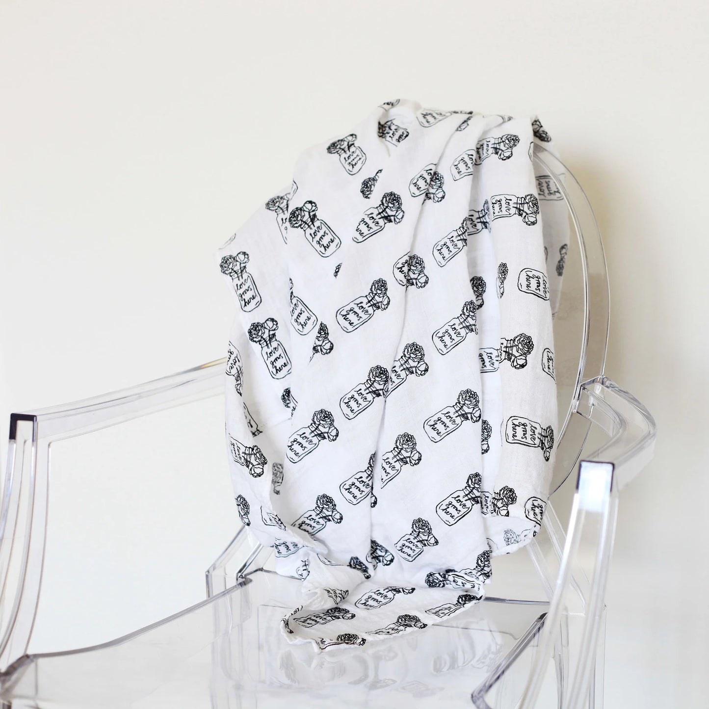 Organic Swaddle Blanket - Peonies (Love Grows)