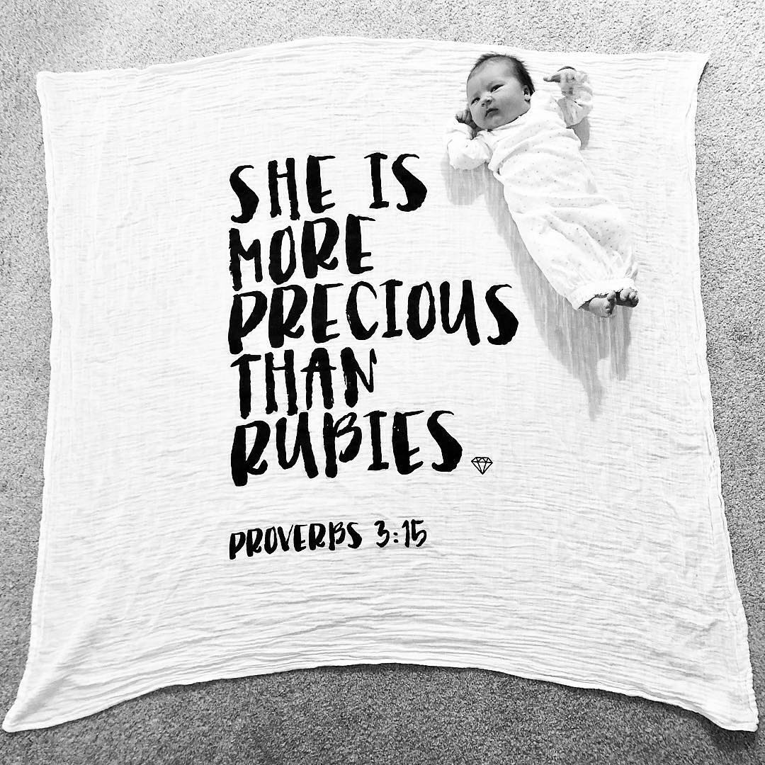 Organic Swaddle Blanket - Proverbs 3:15