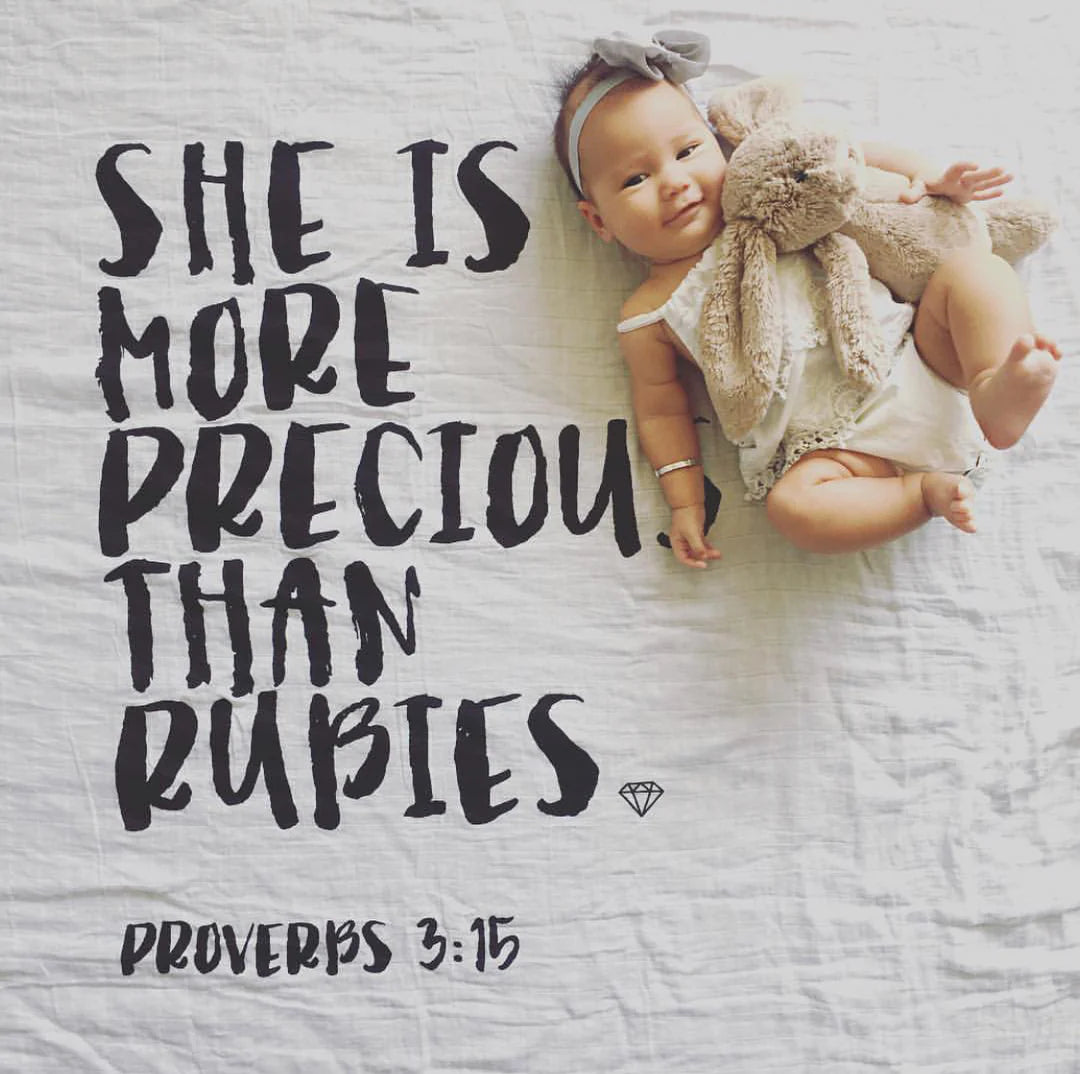 Organic Swaddle Blanket - Proverbs 3:15