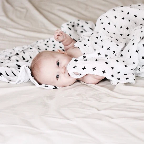Organic Swaddle Blanket - Swiss Cross