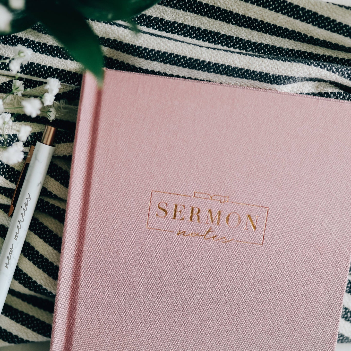 Pink Linen Sermon Notes Journal