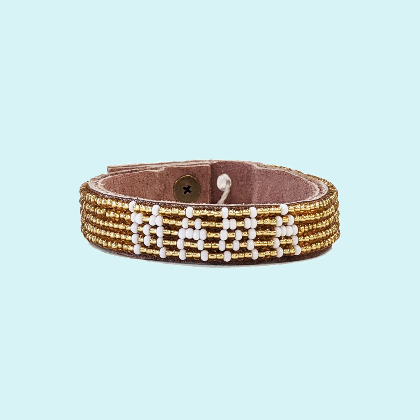 Small Beaded Leather Cuff