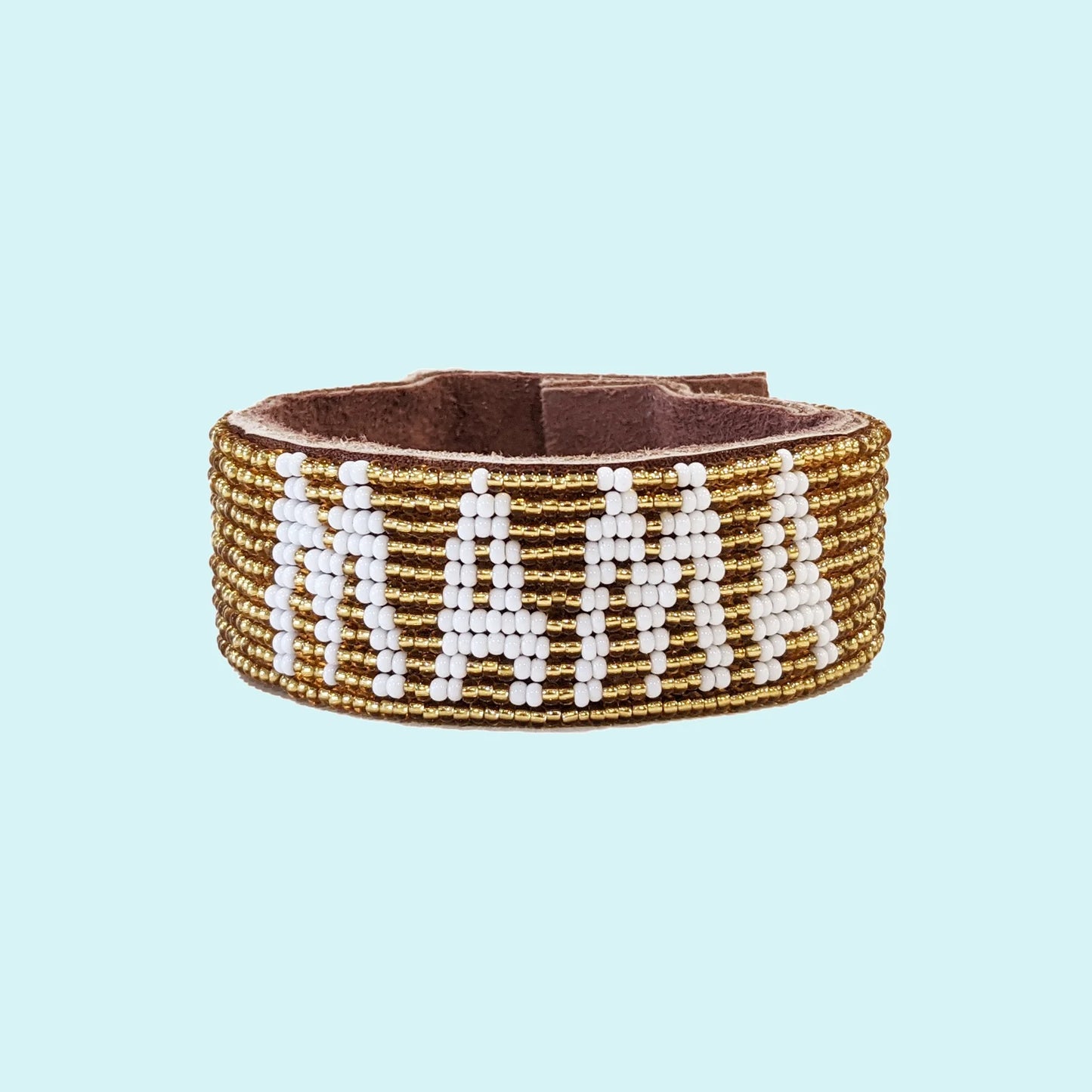 Medium Beaded Leather Cuff