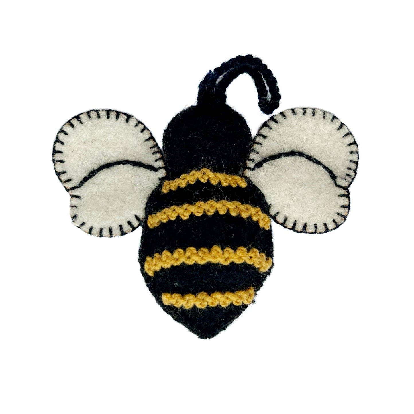 Bee Embroidered Wool Christmas Ornament