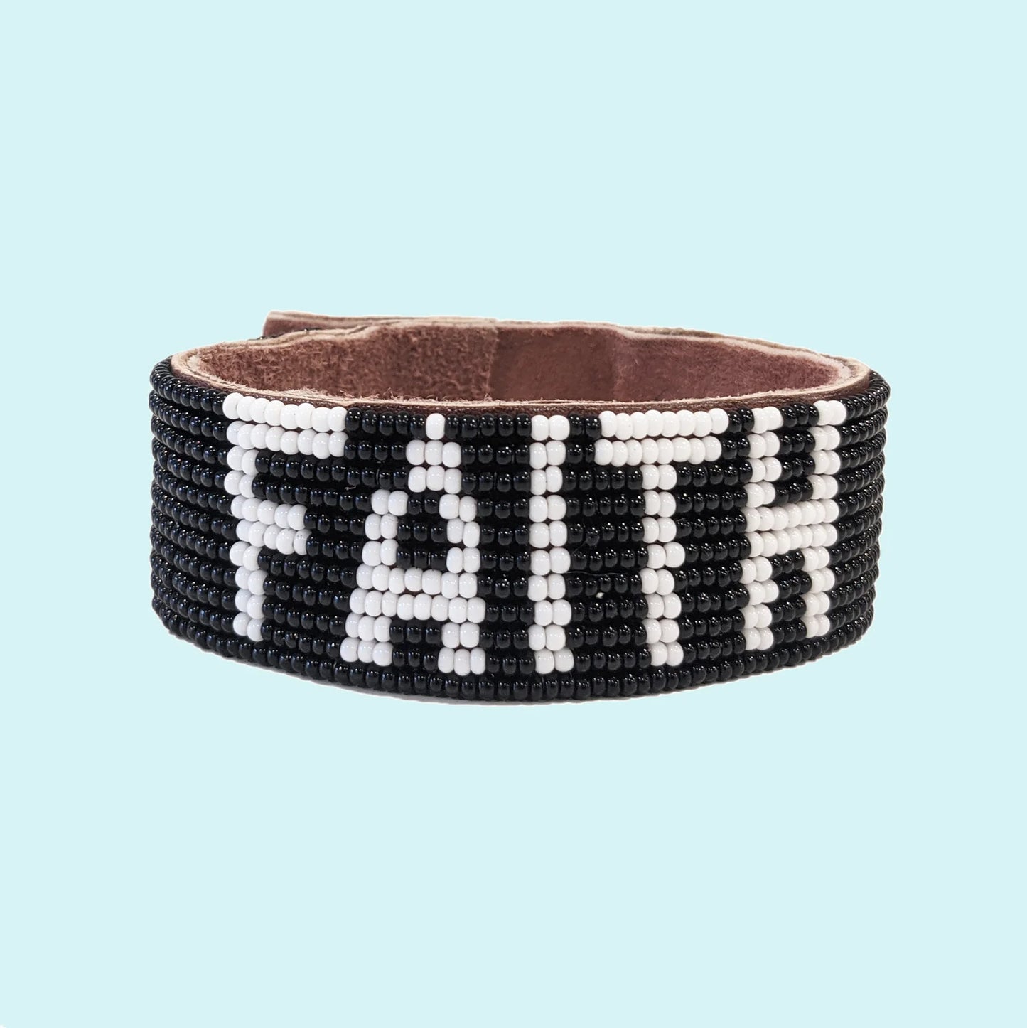 Medium Beaded Leather Cuff