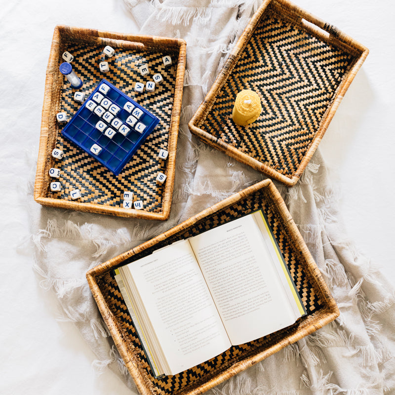 banana leaf nesting tray chevron