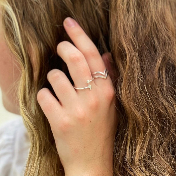Double V Silver Ring