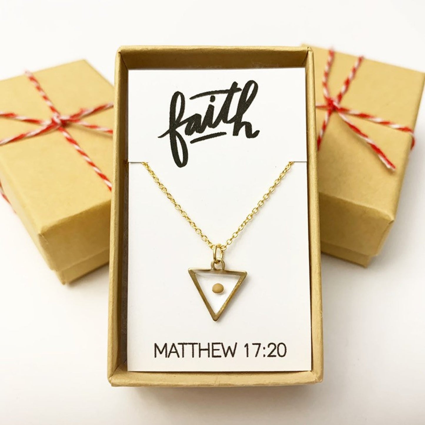 Faith Triangle Mustard Seed Necklace