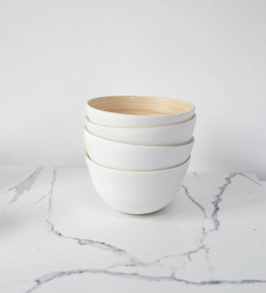 Spun Bamboo Bowls S (White/ natural)
