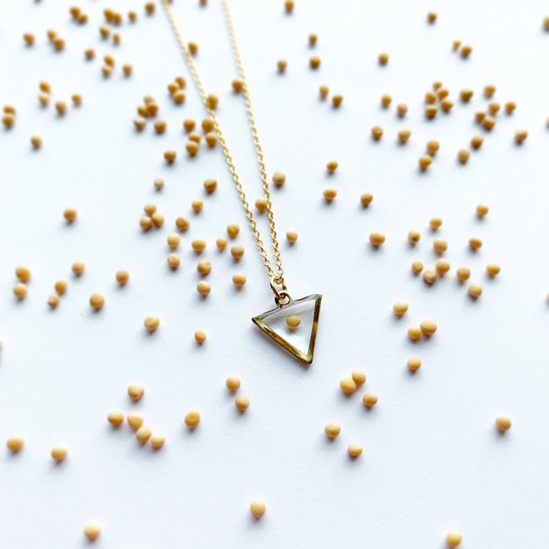 Faith Triangle Mustard Seed Necklace