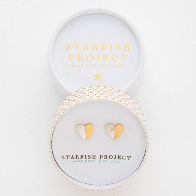 Gold and mother of pearl earrings
