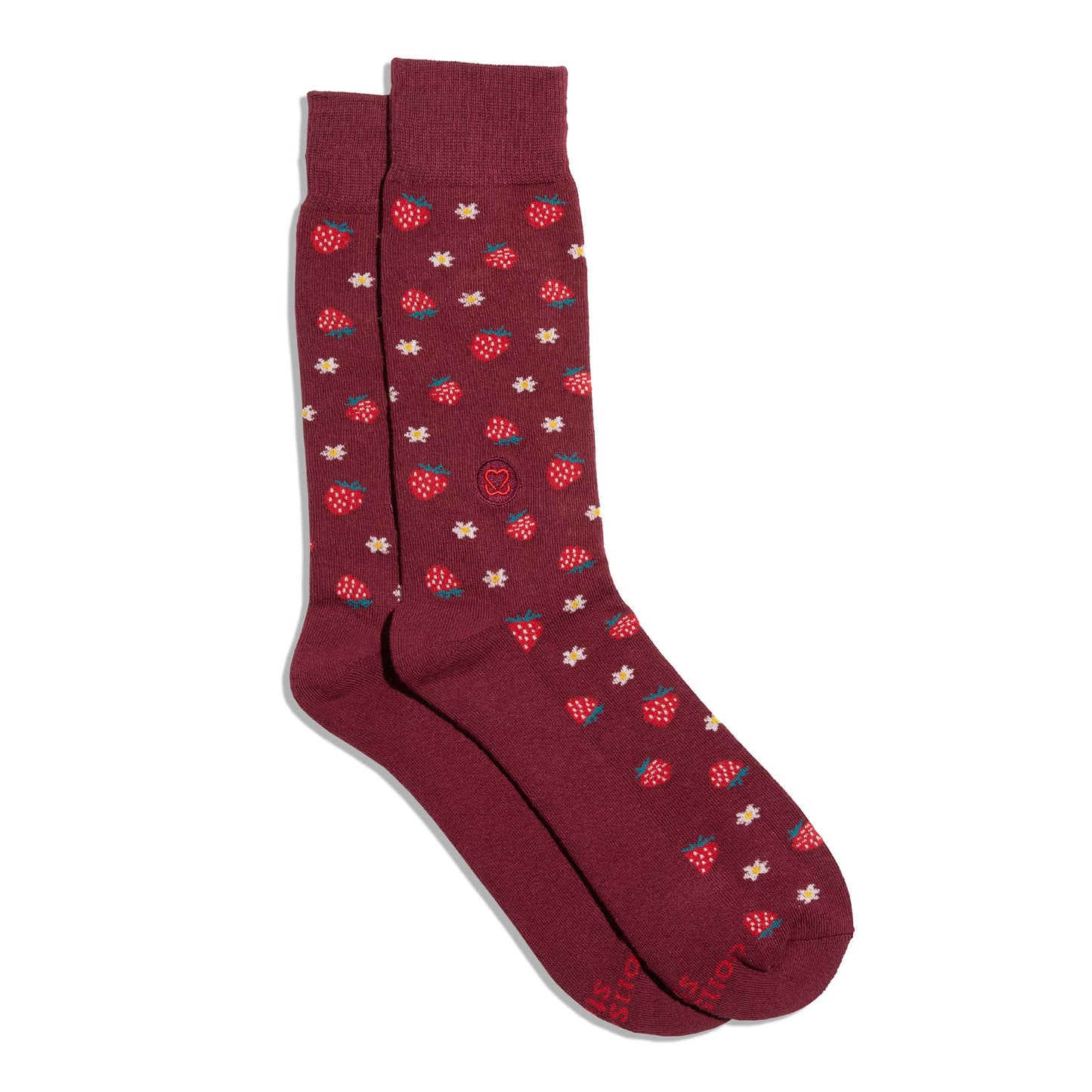 Socks that Support Self-Checks (Maroon Strawberries): Small