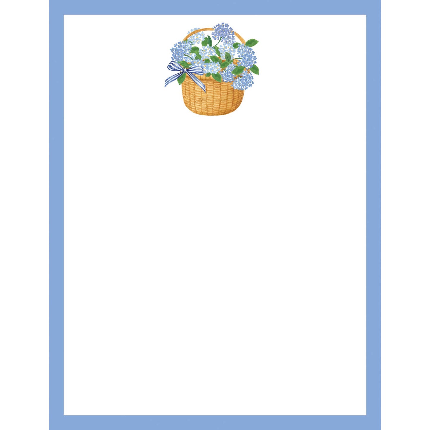 Notepad with a basket of flowers design on a white background