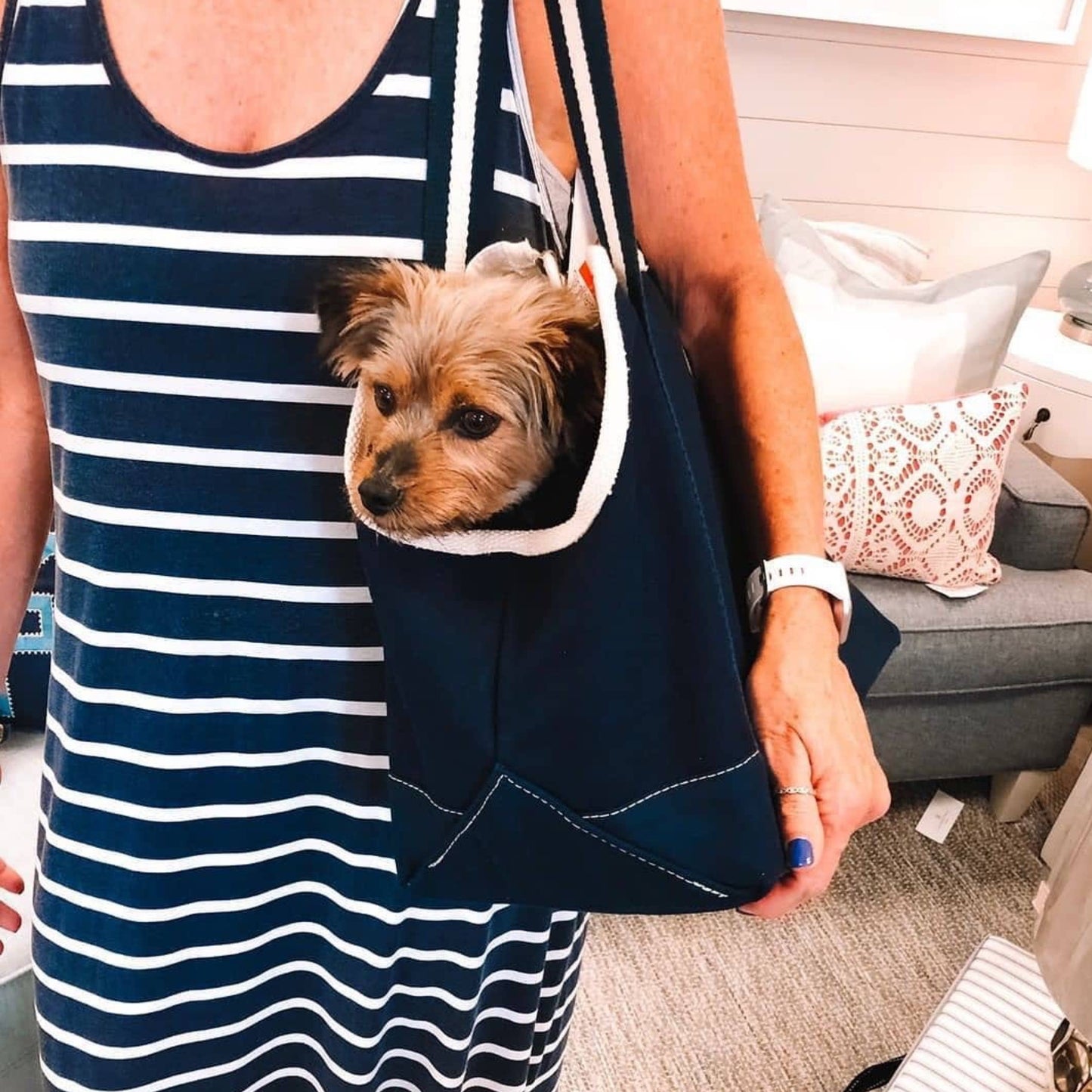 Pet Carrier Canvas Tote - Navy