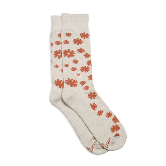 Socks that Stop Violence Against Women (Orange Flowers): Medium