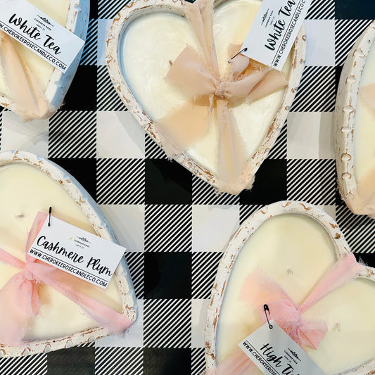 Distressed White Heart Shaped Candles