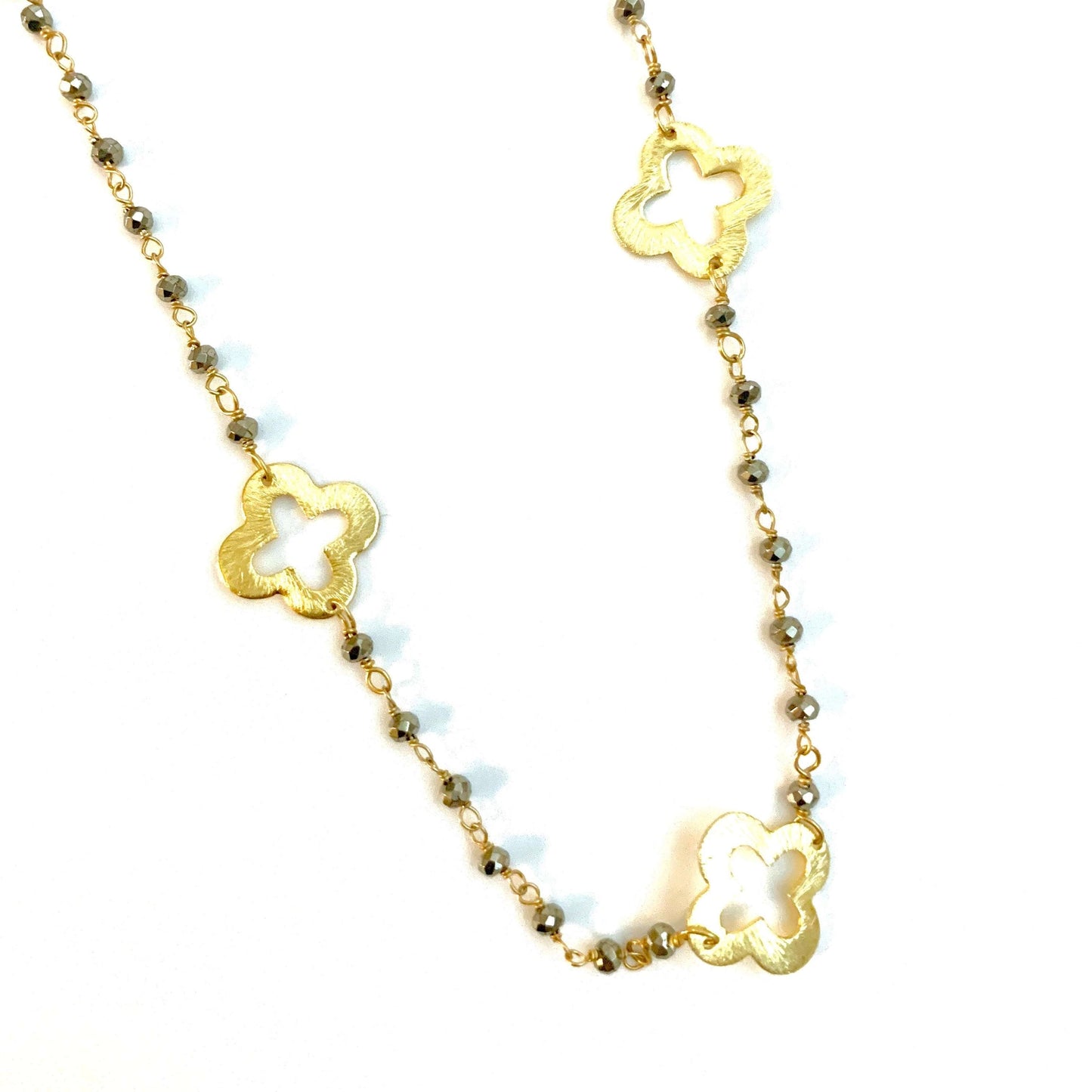 Gold Clover Long Necklace