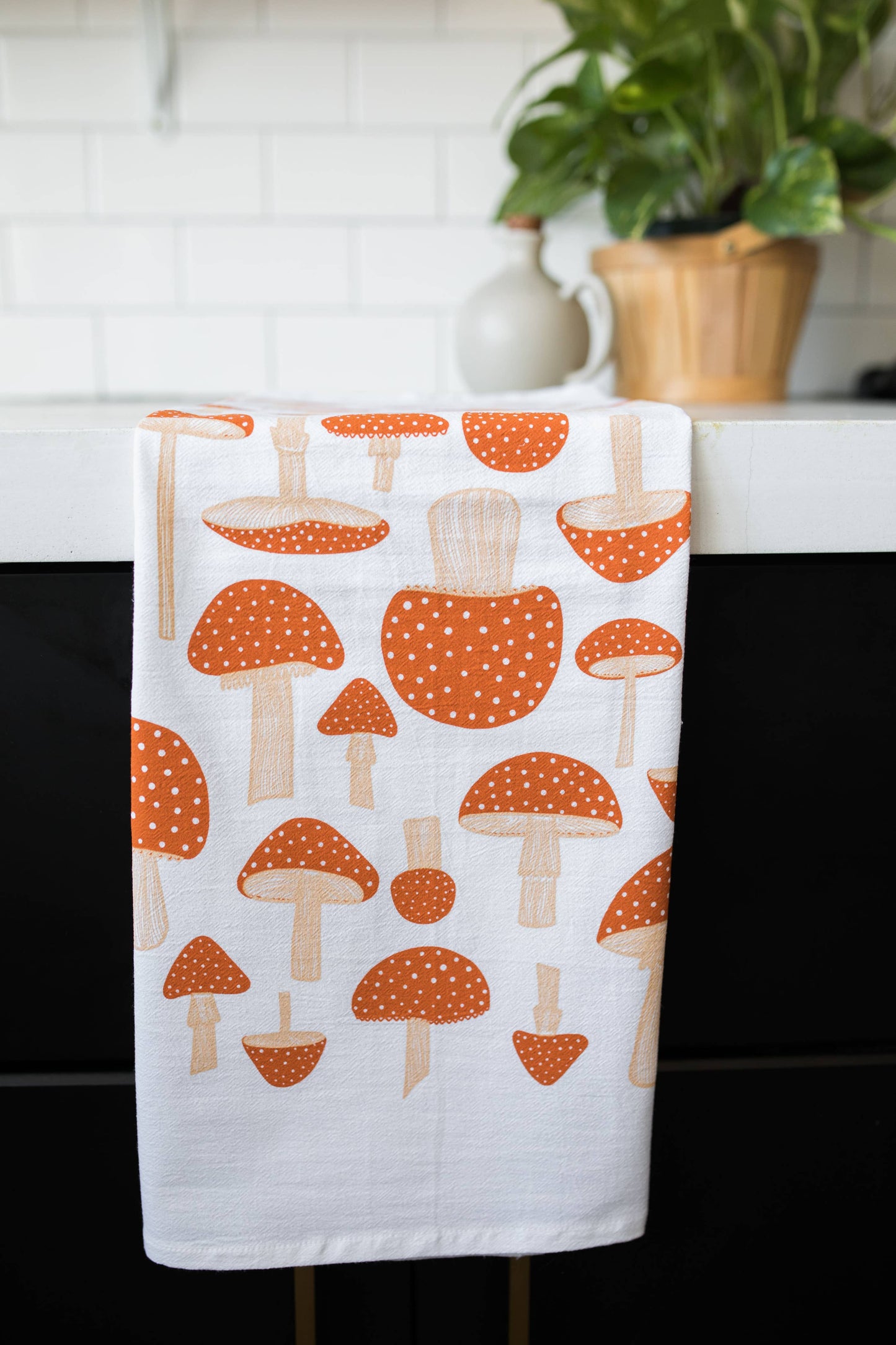 100% Cotton Mushroom Print Tea Towel