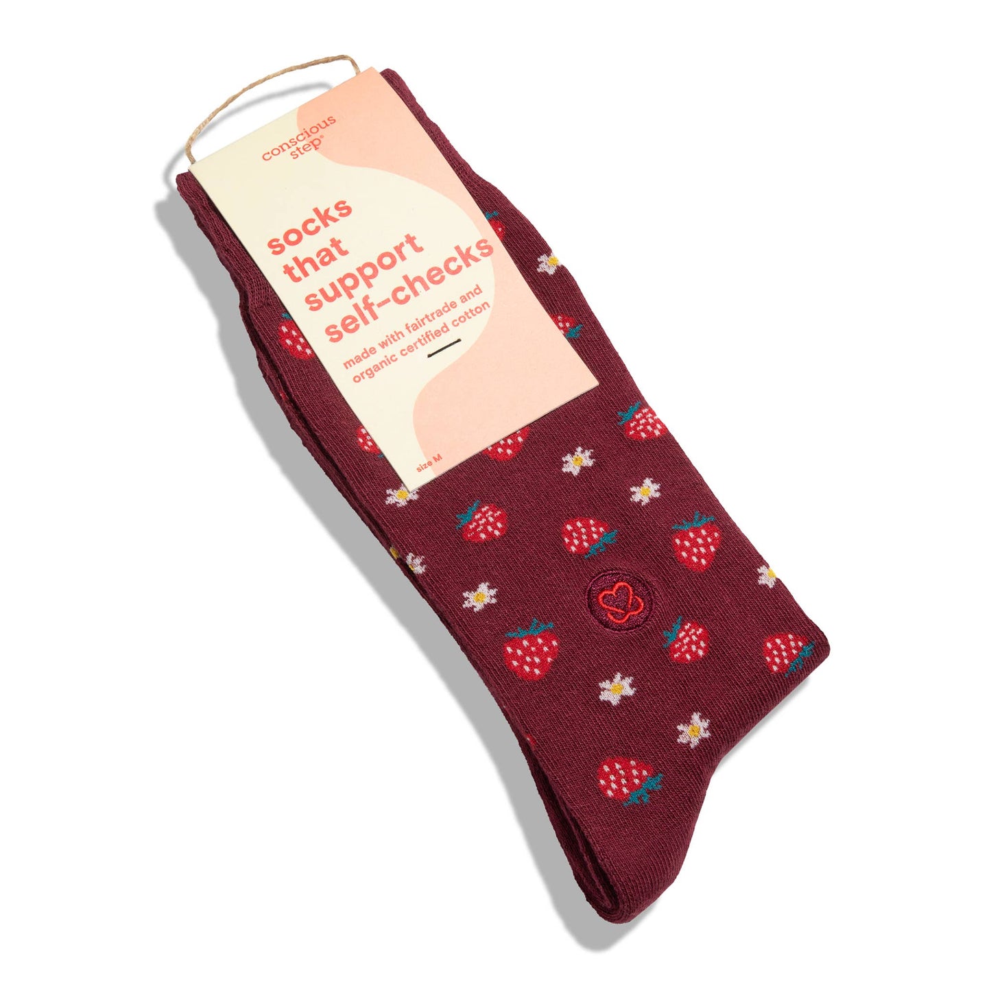 Socks that Support Self-Checks (Maroon Strawberries): Small