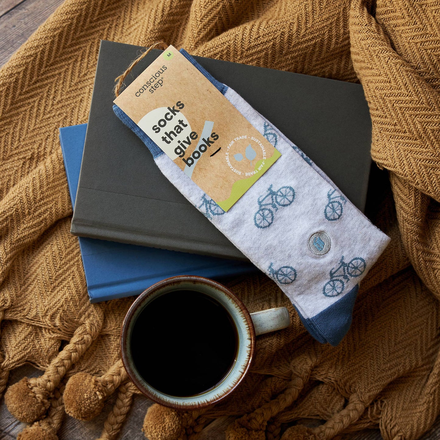 Socks that Give Books (Gray Bicycles): Small