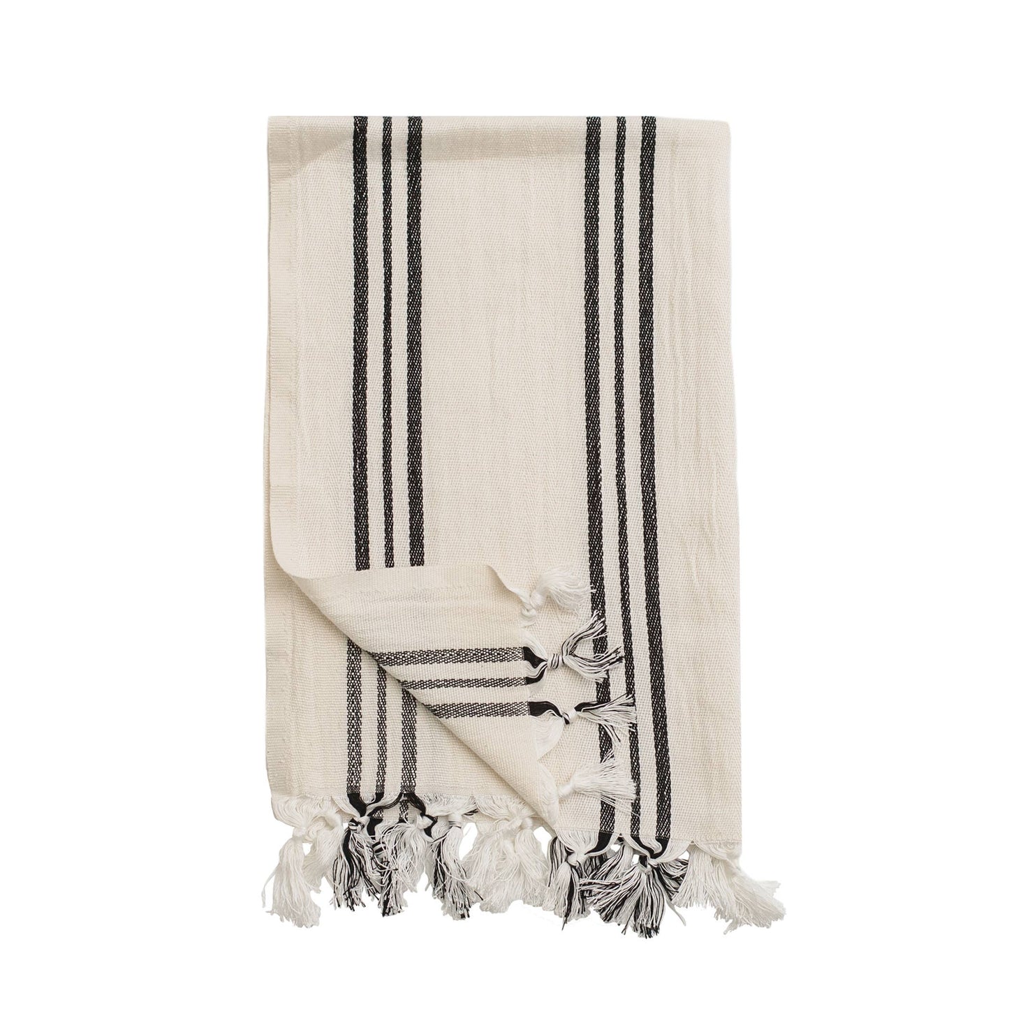 Turkish Cotton Hand Towel with Black Stripe