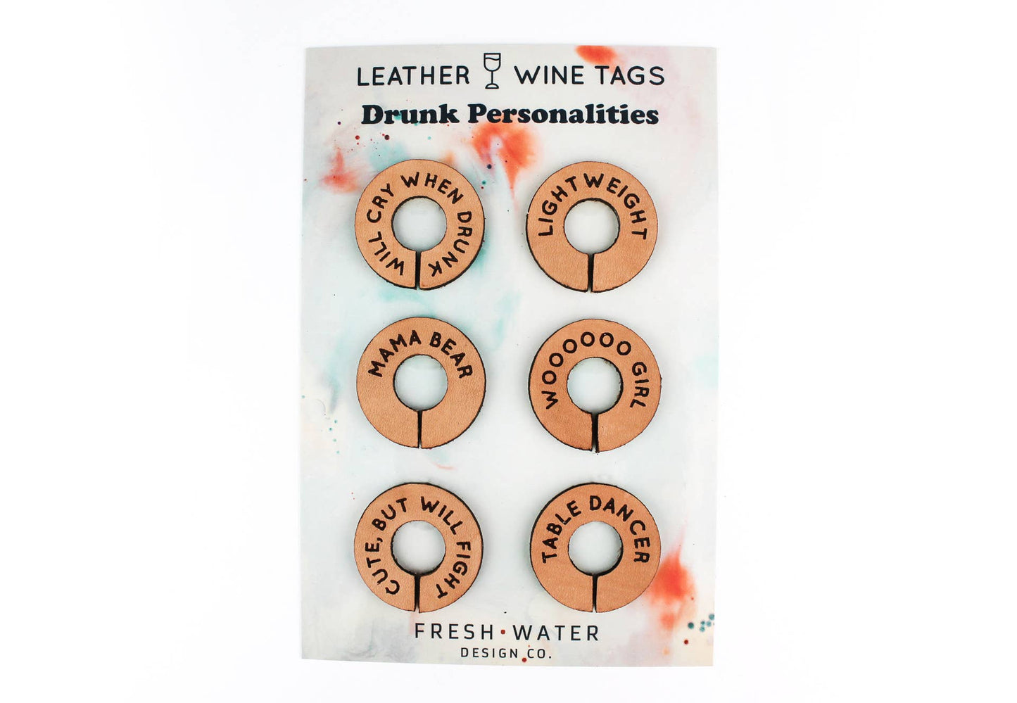 Drunk Personalities Leather Wine Tags