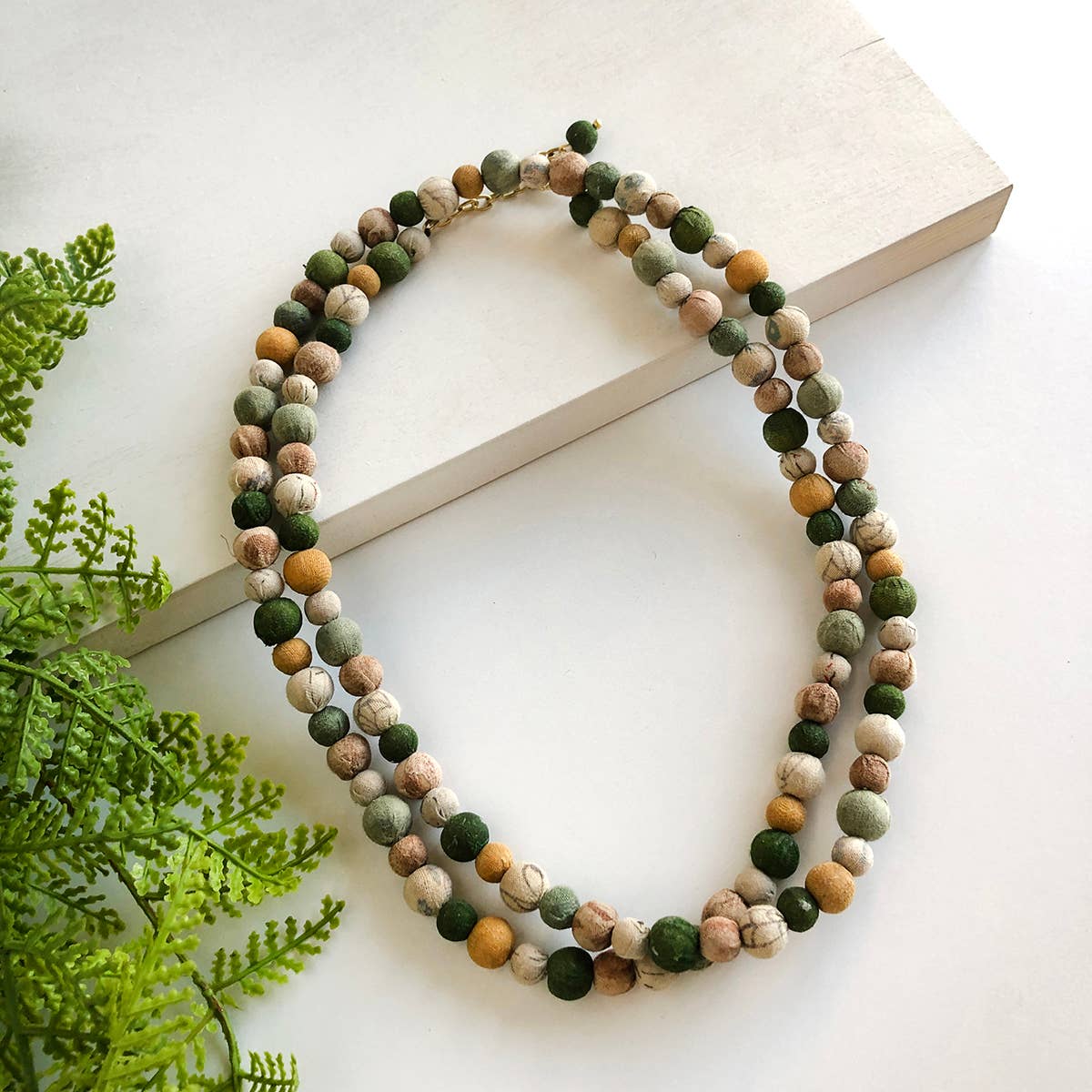 earth tones kantha bead necklace