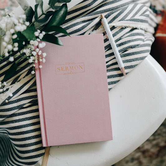 Pink Linen Sermon Notes Journal
