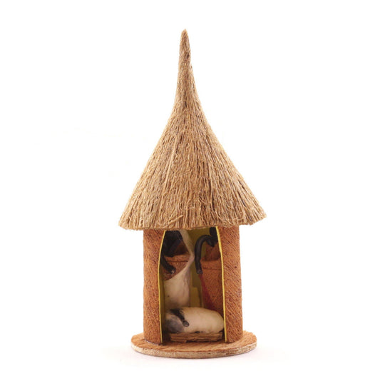 Bark Cloth Nativity Hut Ornament
