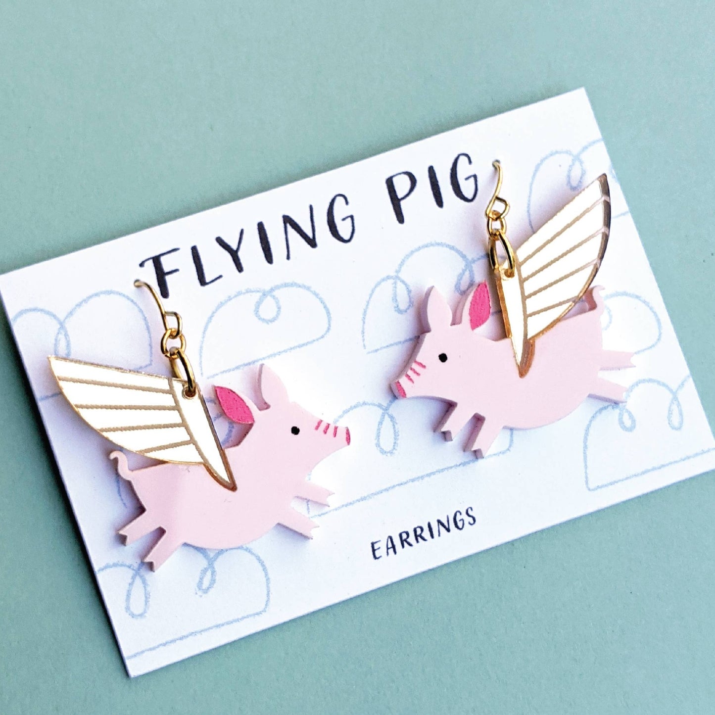 flying pig earrings