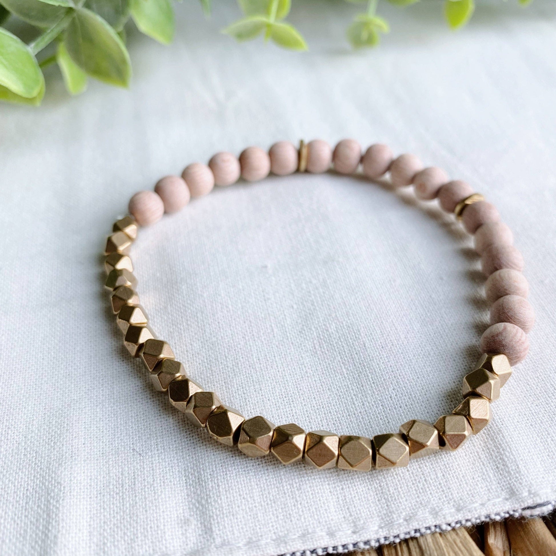 brass and wood essential oil diffuser bracelet