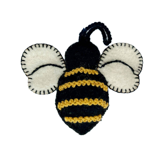 Bee Embroidered Wool Christmas Ornament