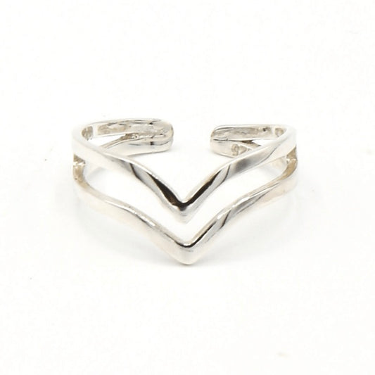 Double V Silver Ring