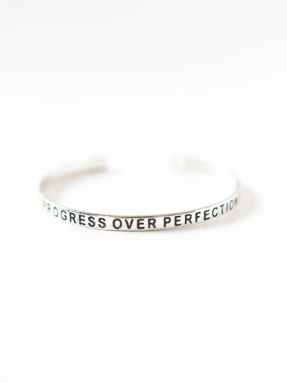 Silver Progress over perfection bracelet