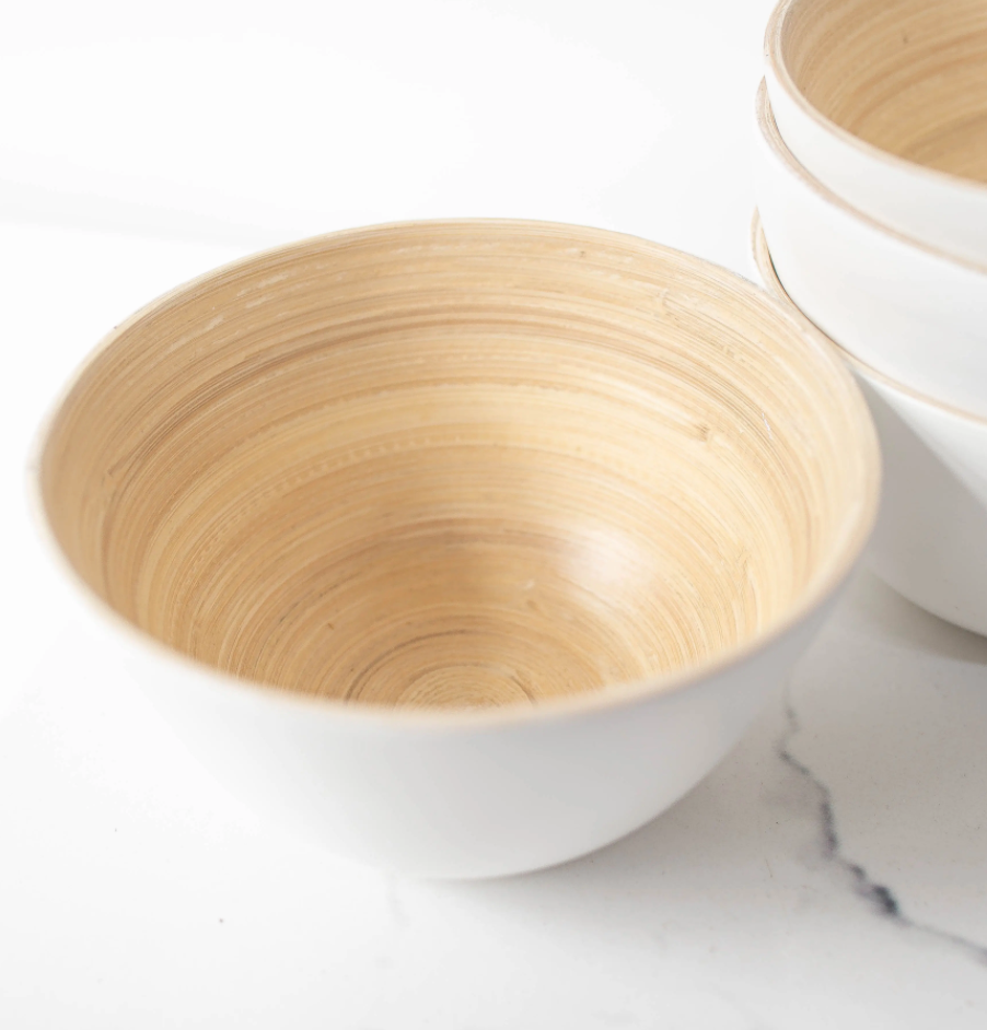 Spun Bamboo Bowls S (White/ natural)