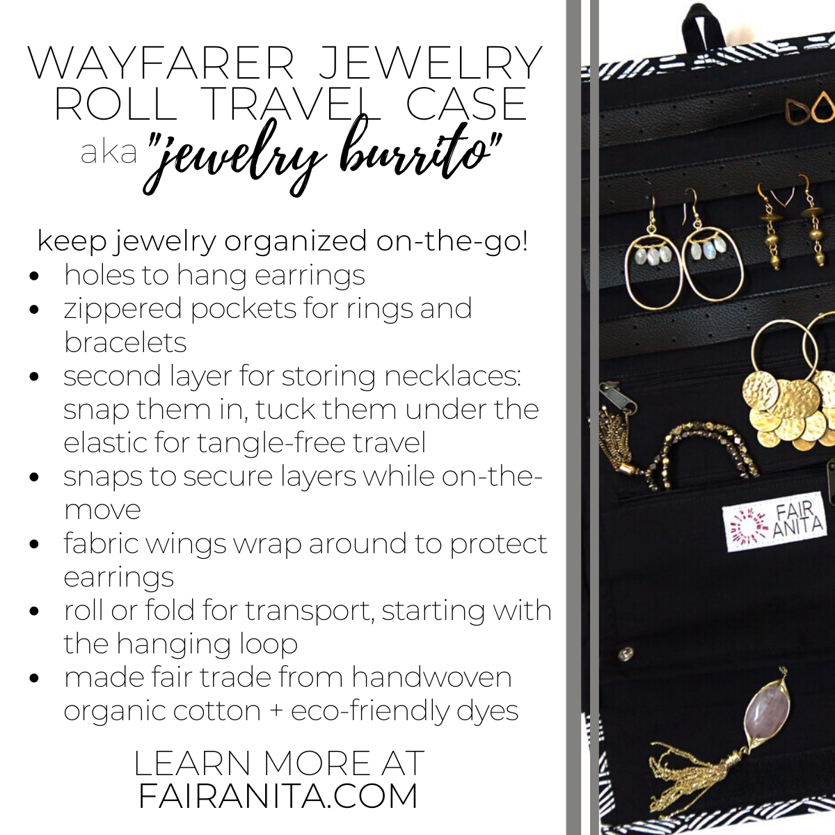 Wayfarer Jewelry Roll Travel Case