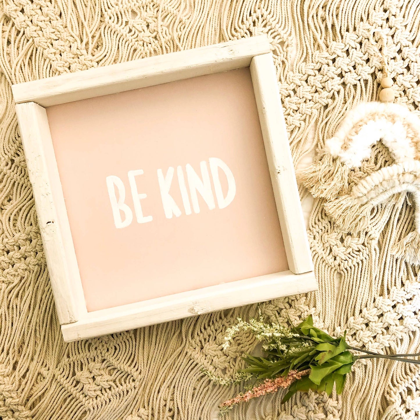 Be Kind Wooden Sign-Pink